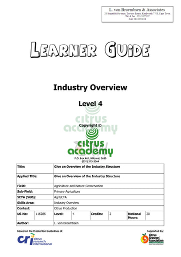 Industry Overview NQ 4 Learner Guide