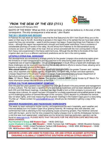 CGA - CEO Newsletter 07/2011 (25/02/11)