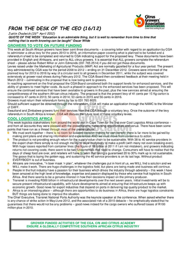 CGA - CEO Newsletter 16/2012 (26/04/12)