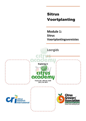 Module 1 - Sitrus Voortplantingsvereistes