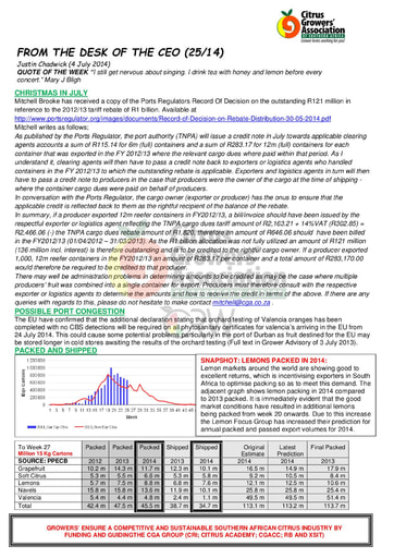 CGA - CEO Newsletter 25/2014 (04/07/14)