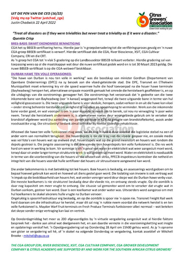 CGA - CEO Nuusbrief 16/2022 (22/04/22)