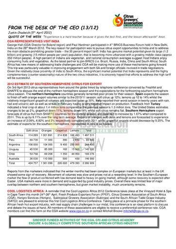 CGA - CEO Newsletter 13/2012 (05/04/12)