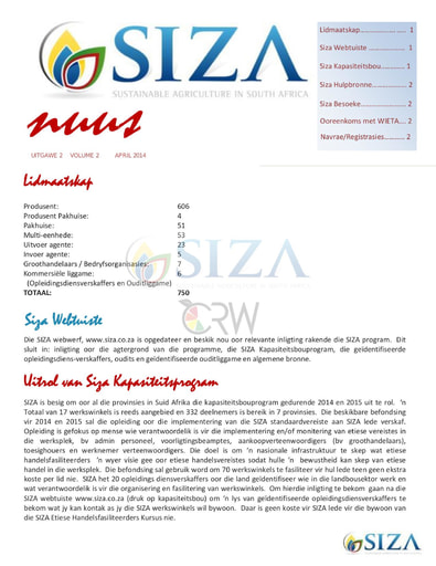 SIZA Nuus Vol. 2, Uitgawe 2 (04/2014)