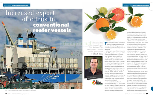 Increased export of citrus in conventional reefer vessels