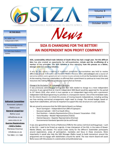 SIZA News Volume 8, Issue 4