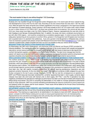 CGA - CEO Newsletter 27/2018 (06/07/18)