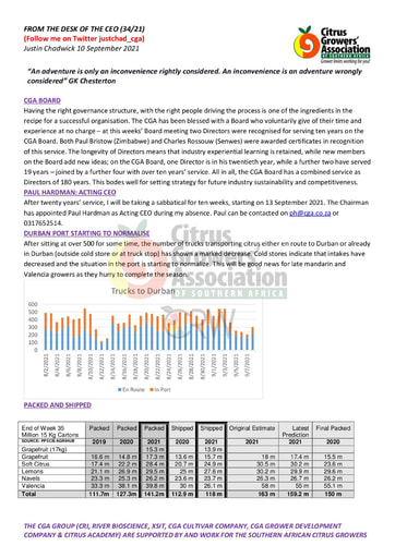CGA - CEO Newsletter 34/2021 (10/09/21)
