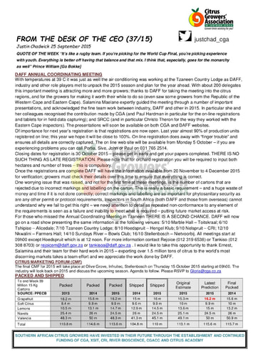 CGA - CEO Newsletter 38/2015 (02/10/15)