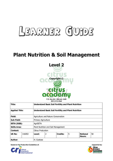 Plant Nutrition and Soil Management NQ 2 Learner Guide
