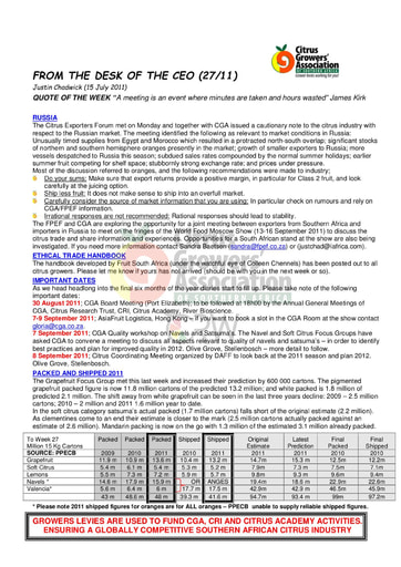 CGA - CEO Newsletter 27/2011 (15/07/11)