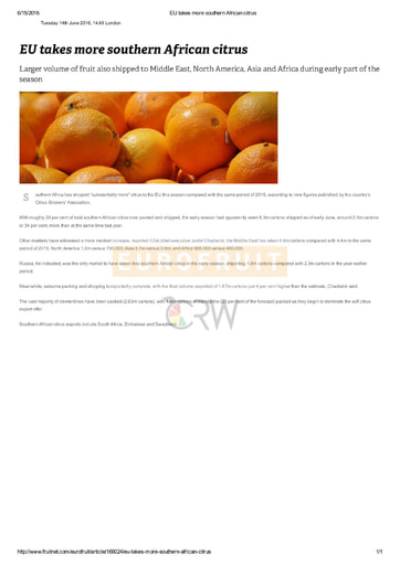 EU takes more southern African citrus