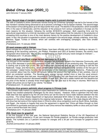 CGA Global Citrus Scan 01/2020