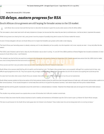US delays, eastern progress for RSA