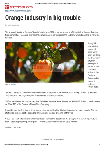 Orange industry in big trouble