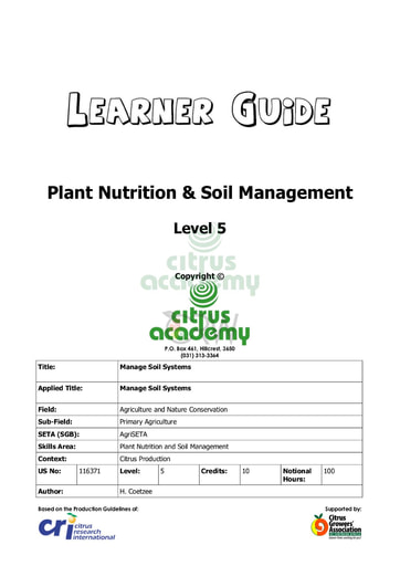 Plant Nutrition and Soil Management NQ 5 Learner Guide
