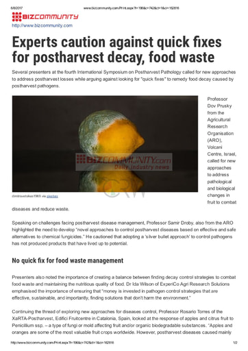 Experts caution against quick fixes for postharvest decay food waste