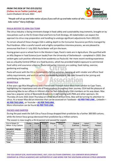 CGA - CEO Newsletter 23/2021 (18/06/21)