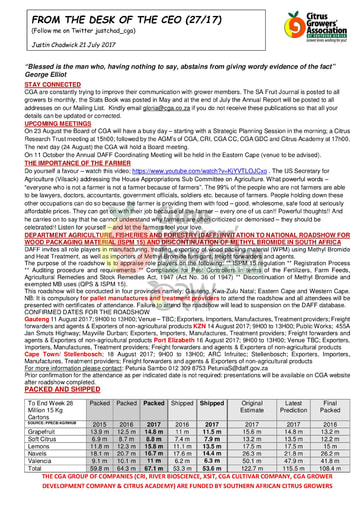 CGA - CEO Newsletter 27/2017 (21/07/17)